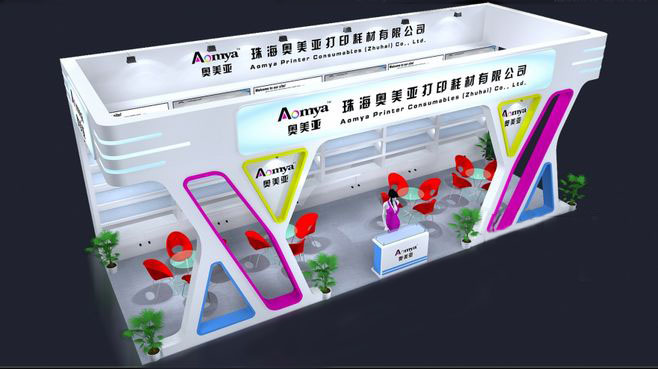 珠海展臺(tái)設(shè)計(jì)-奧美亞-打印耗材展臺(tái)設(shè)計(jì)